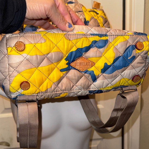 MZ Wallace Quilted Backpack - Yellow, Blue, and Tan camouflage, rare - Picture 14 of 16